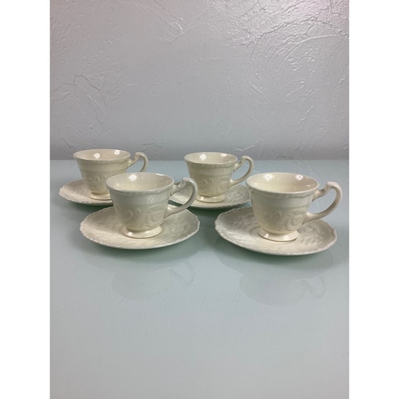 Vintage Steubenville Adam Antique Demitasse cup & saucer set of 4 - Picture 1 of 12